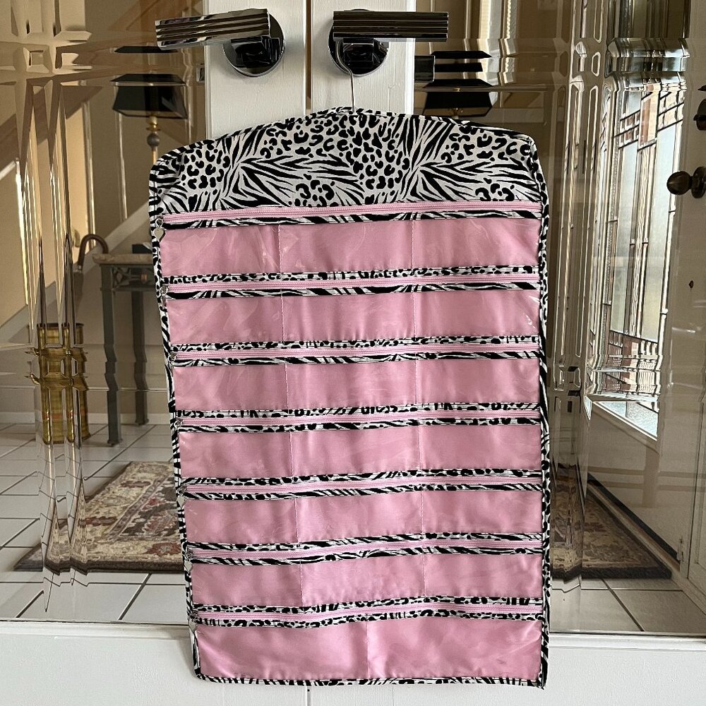 2 Sided Hanging Jewelry Organizer / Storage With Zip Closure